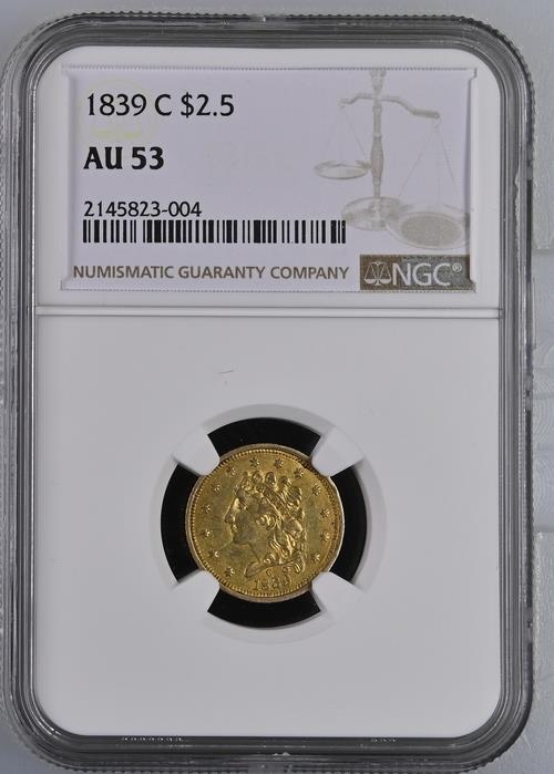 1839-C Classic Head $2.50 NGC AU53