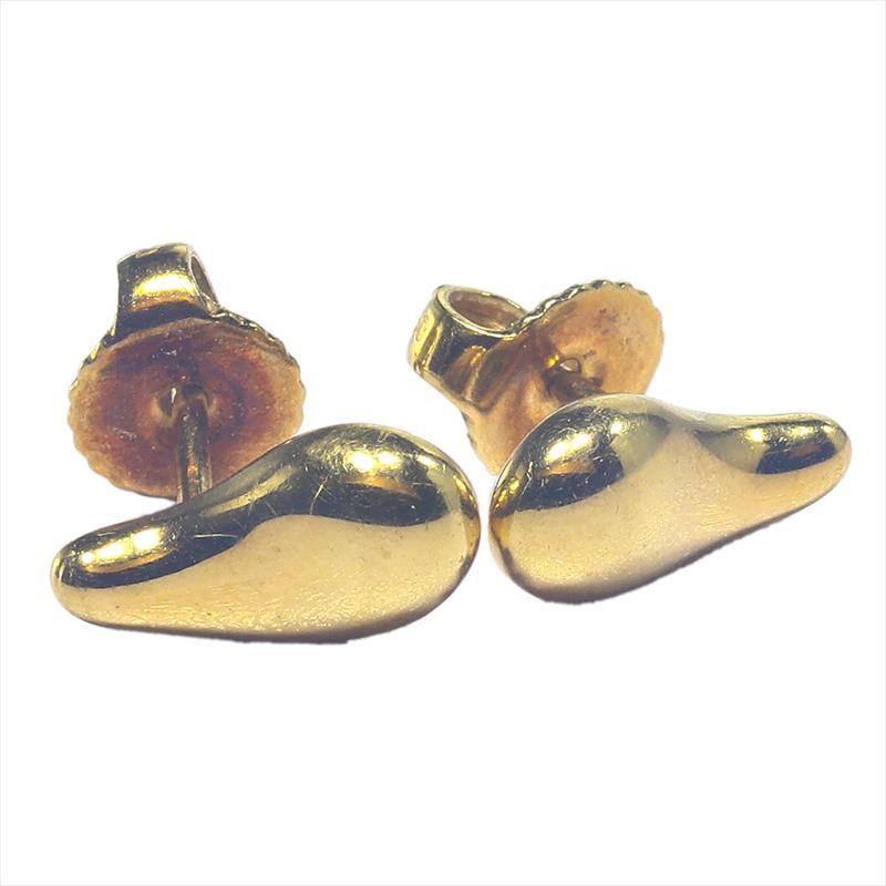 18k Yellow Gold Tiffany & Co Teardrop Stud Earrings - 3.4g 