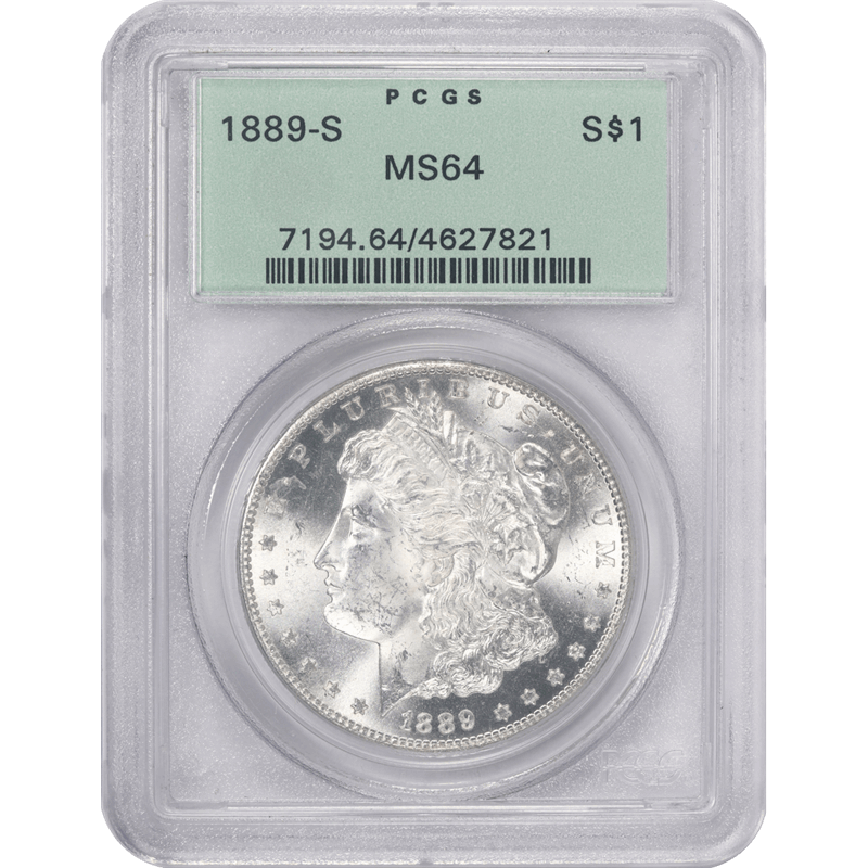 1889-S Morgan Silver Dollar, PCGS MS64 - Old Green Holder