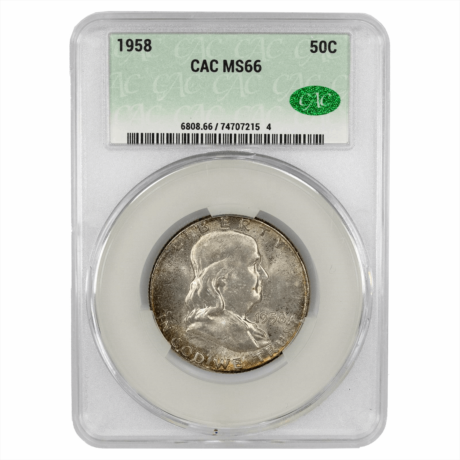 1958 Franklin Half Dollar 50C CACG  MS 66 CAC
