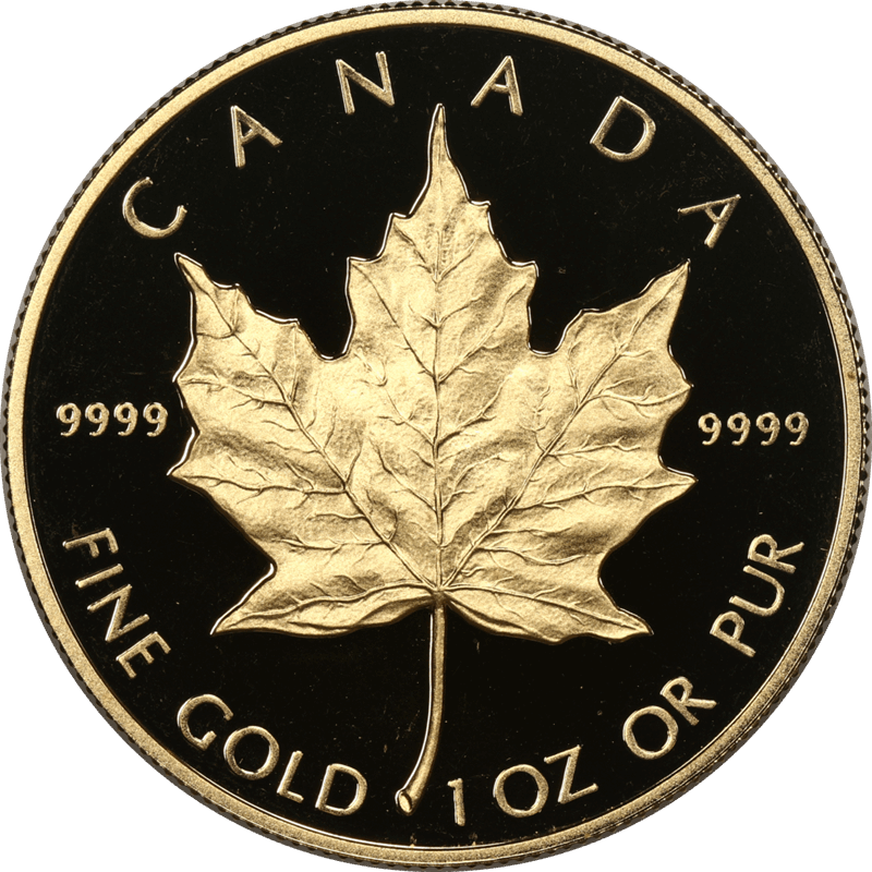 1989 1oz .9999 Gold Proof Maple Leaf in Box with COA Proof