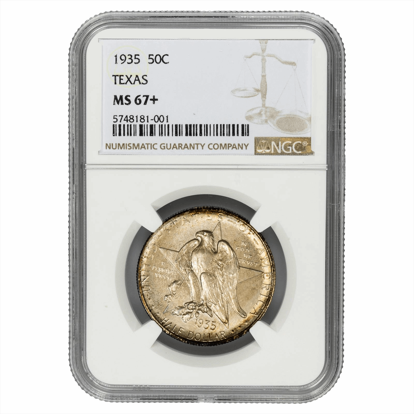 1935 Texas Centennial Commemorative Half Dollar 50C NGC MS 67+