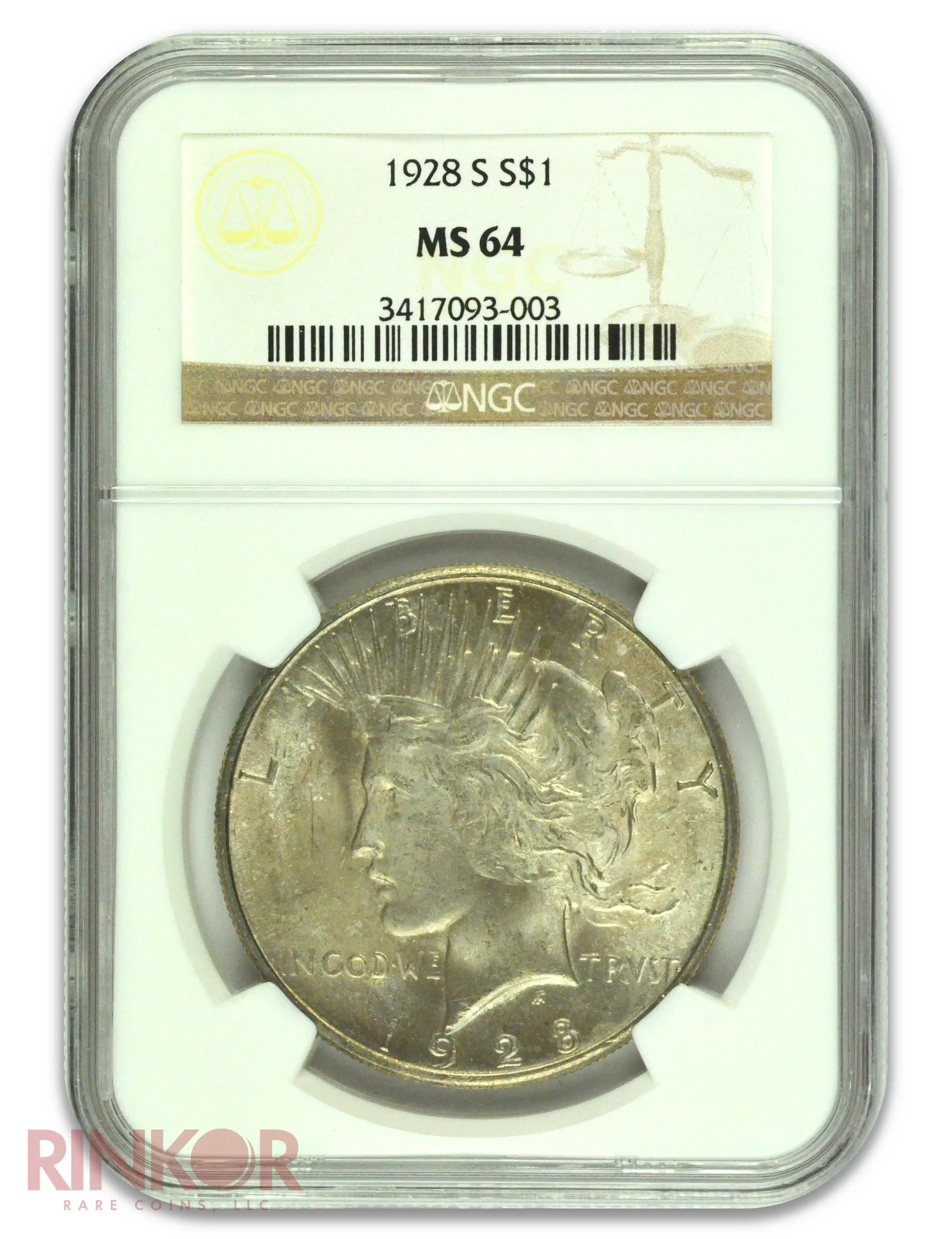 1928-S $1 Peace Dollar NGC MS 64 