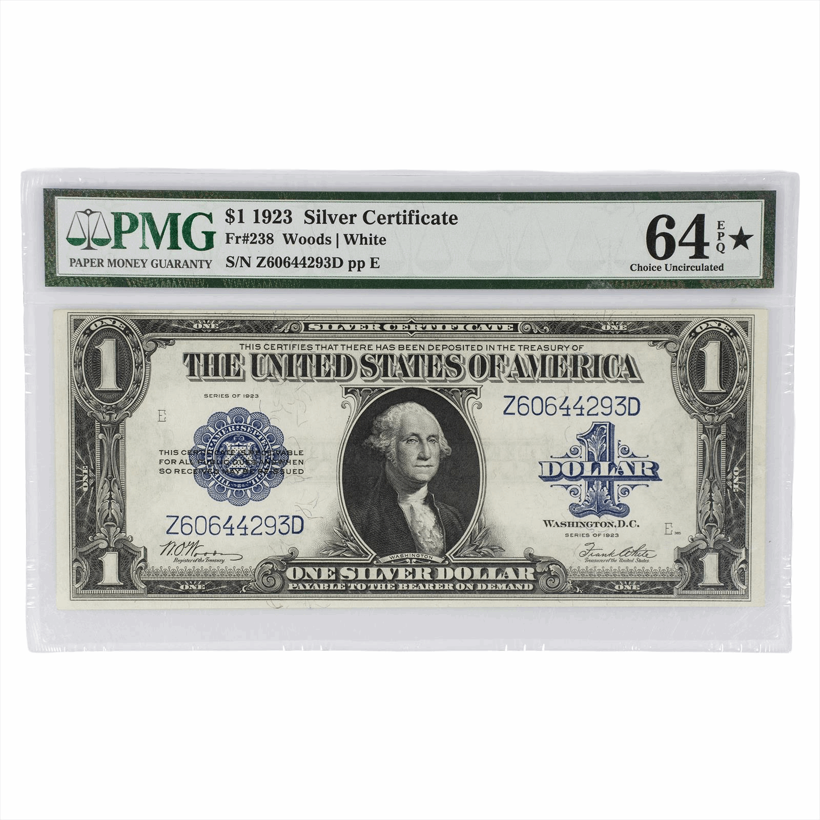 1923 $1 US Silver Certificate Fr#238 PMG Choice Uncirculated 64 EPQ