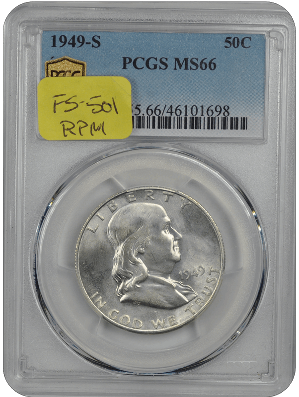 1949-S Franklin PCGS POP 2 MS 66
