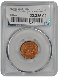 1934-D Lincoln Cent  PCGS RD #3470-1 MS67