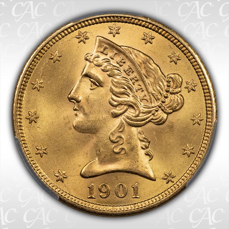 1901-S $5 CACG MS65+ 