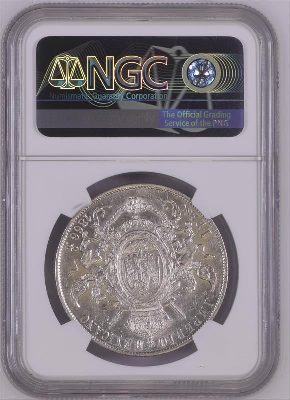 1866 MO Mexico Maximilian Peso NGC AU 55