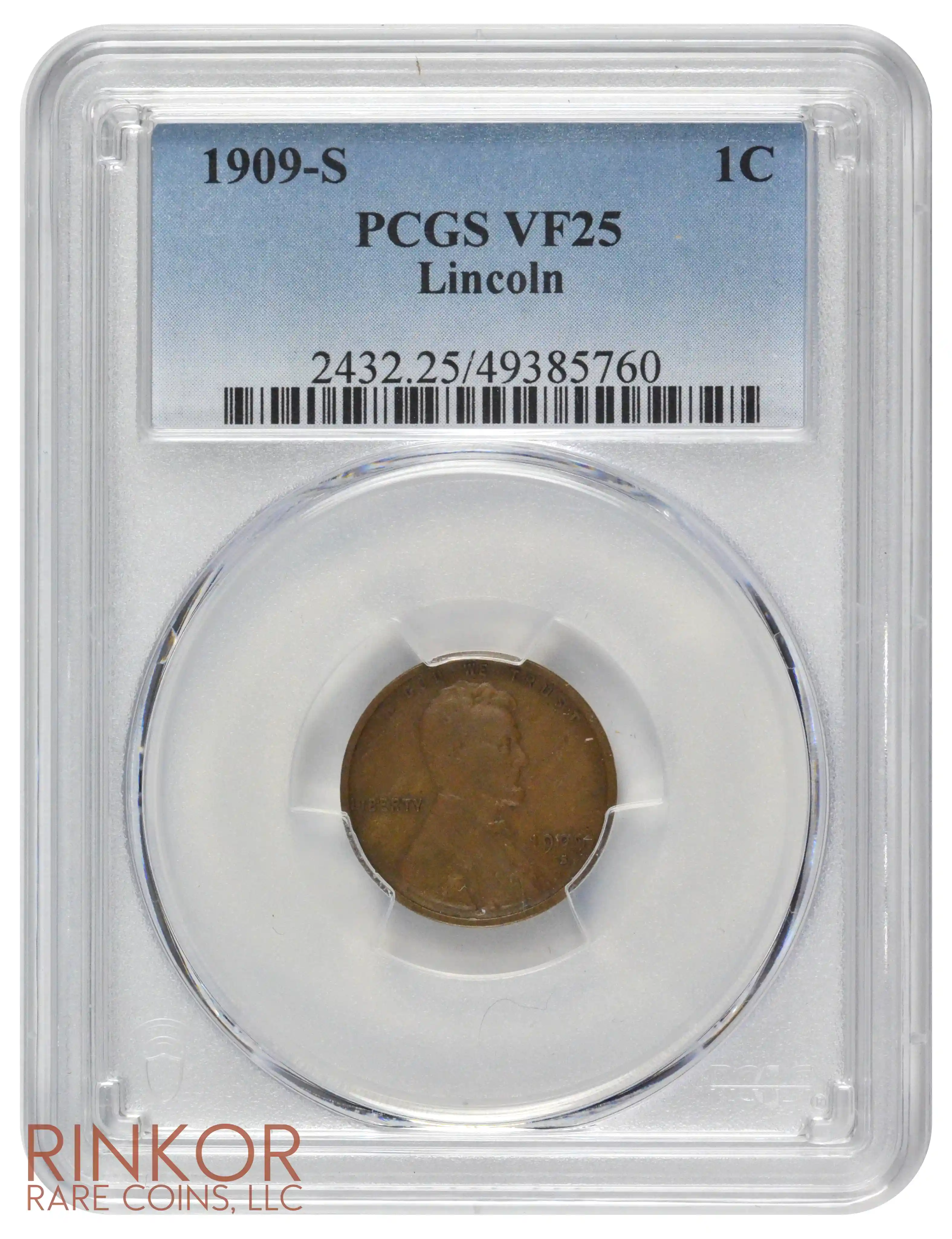 1909-S Lincoln Wheat Cent PCGS VF-25