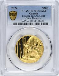 2024 Canada $200 Gold 1oz High Relief Great Hunters Cougar PCGS PR70DCAM 