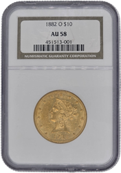 1882-O Liberty Head NGC AU58