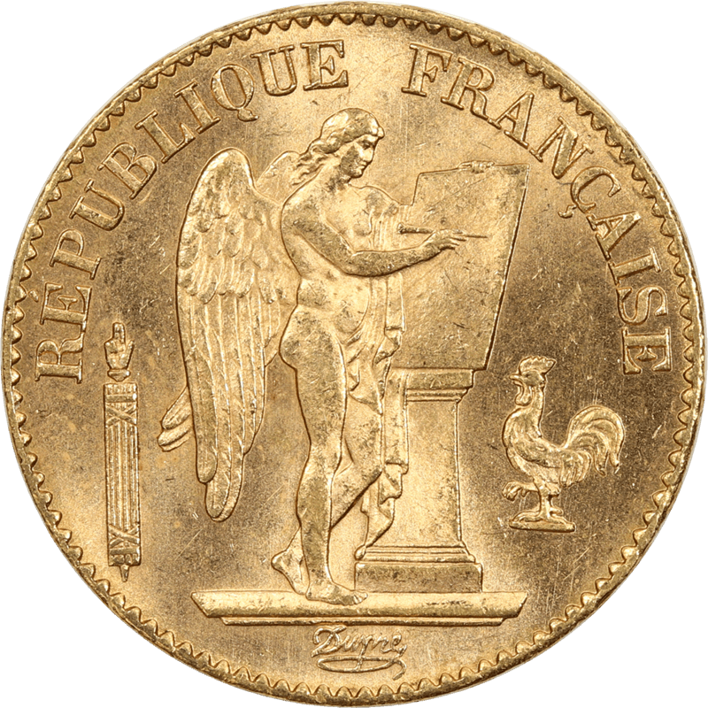 1871-1898 France Lucky Angel 20 Francs Random Year Mixed type (.1867 ozt)