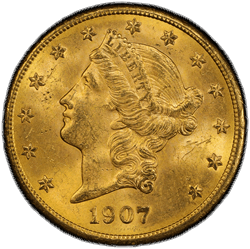 1907-S $20 PCGS MS 63