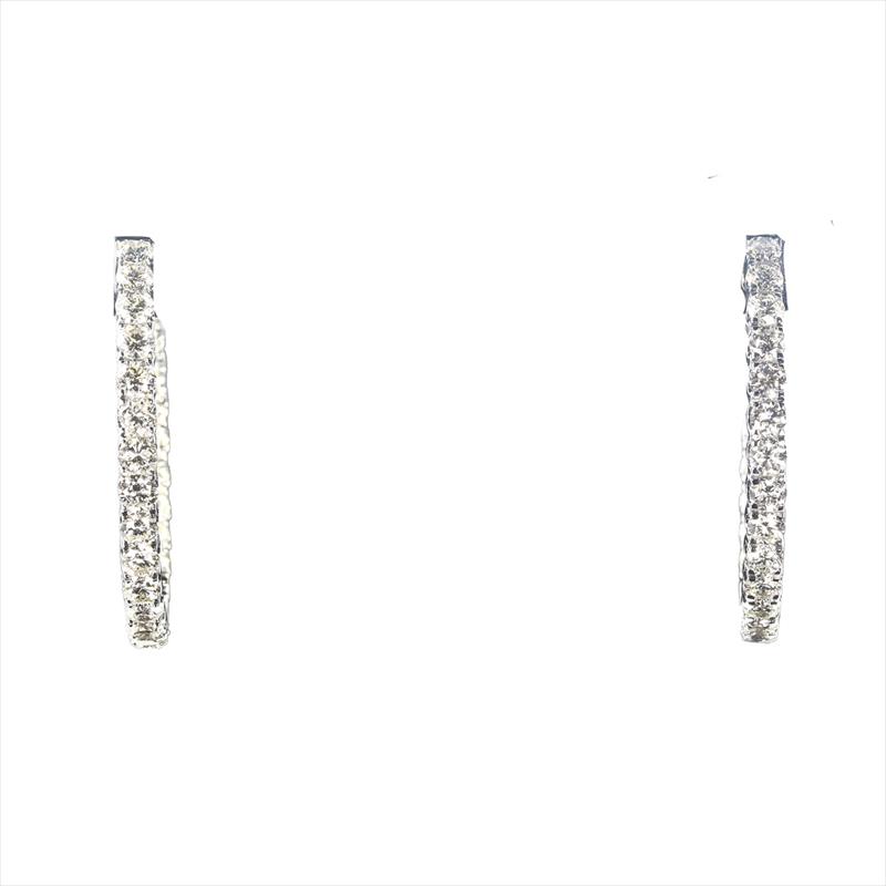 14k White Gold Small Inside/Out Hoops - Approx: 1.96ctw 