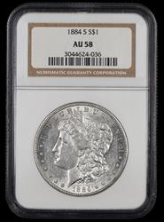 1884 S $1 NGC AU-58