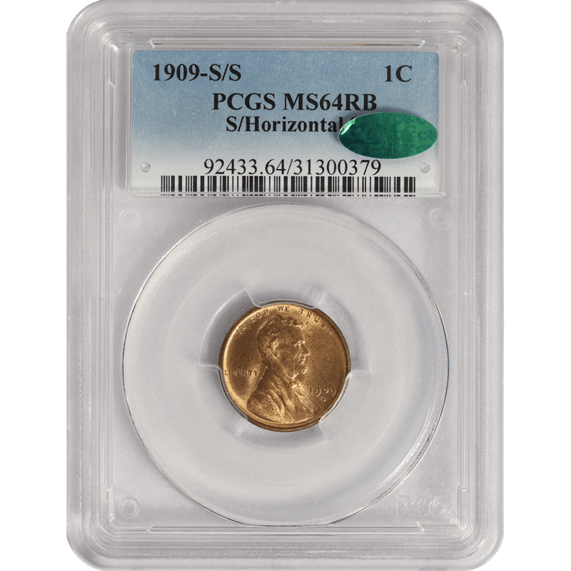 1909-S/S, S/Horizontal S,  Lincoln Cent 1c, PCGS MS-64 RB CAC - Nice Color