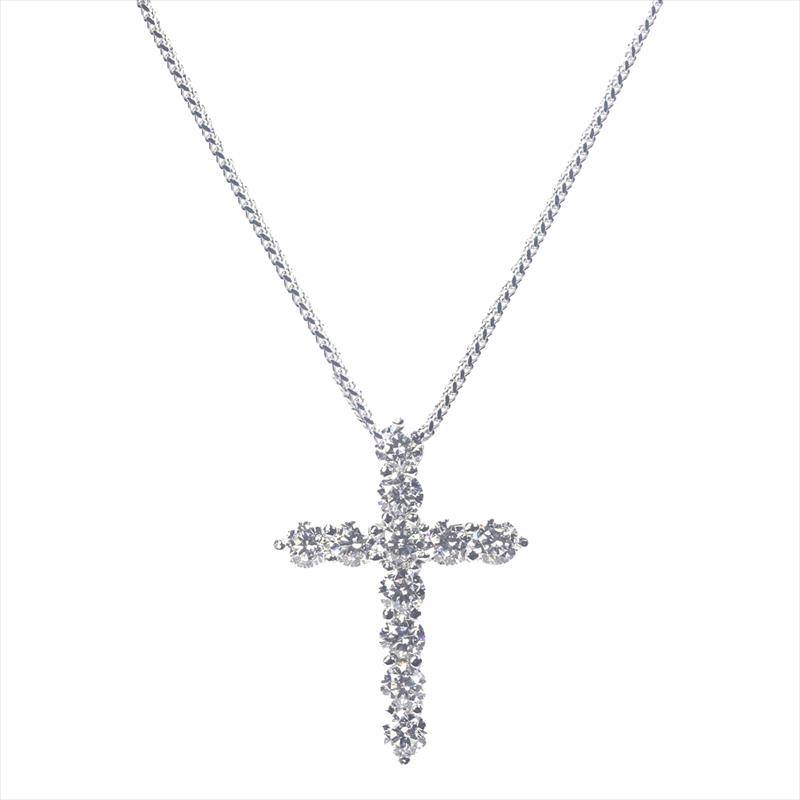 2.09cttw 14kt White Gold Cross and Chain 