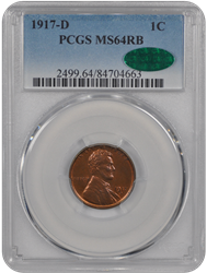 1917-D Lincoln PCGS CAC RB 64