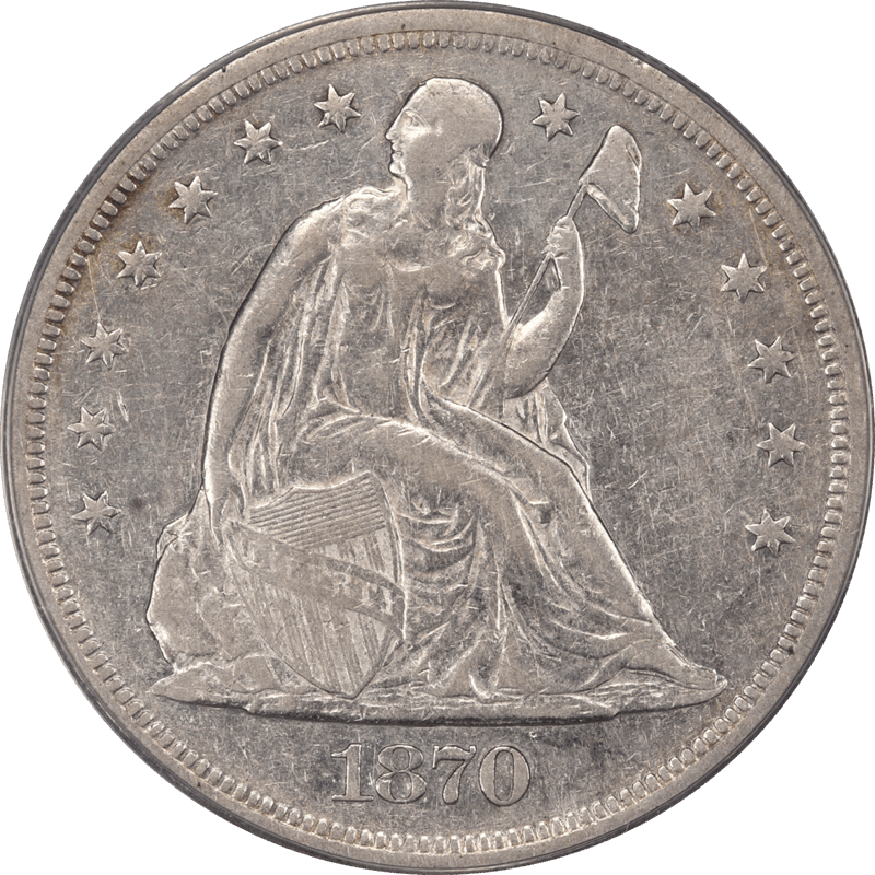1870 Liberty Seated Dollar $1 ANACS VF 35 Details Cleaned