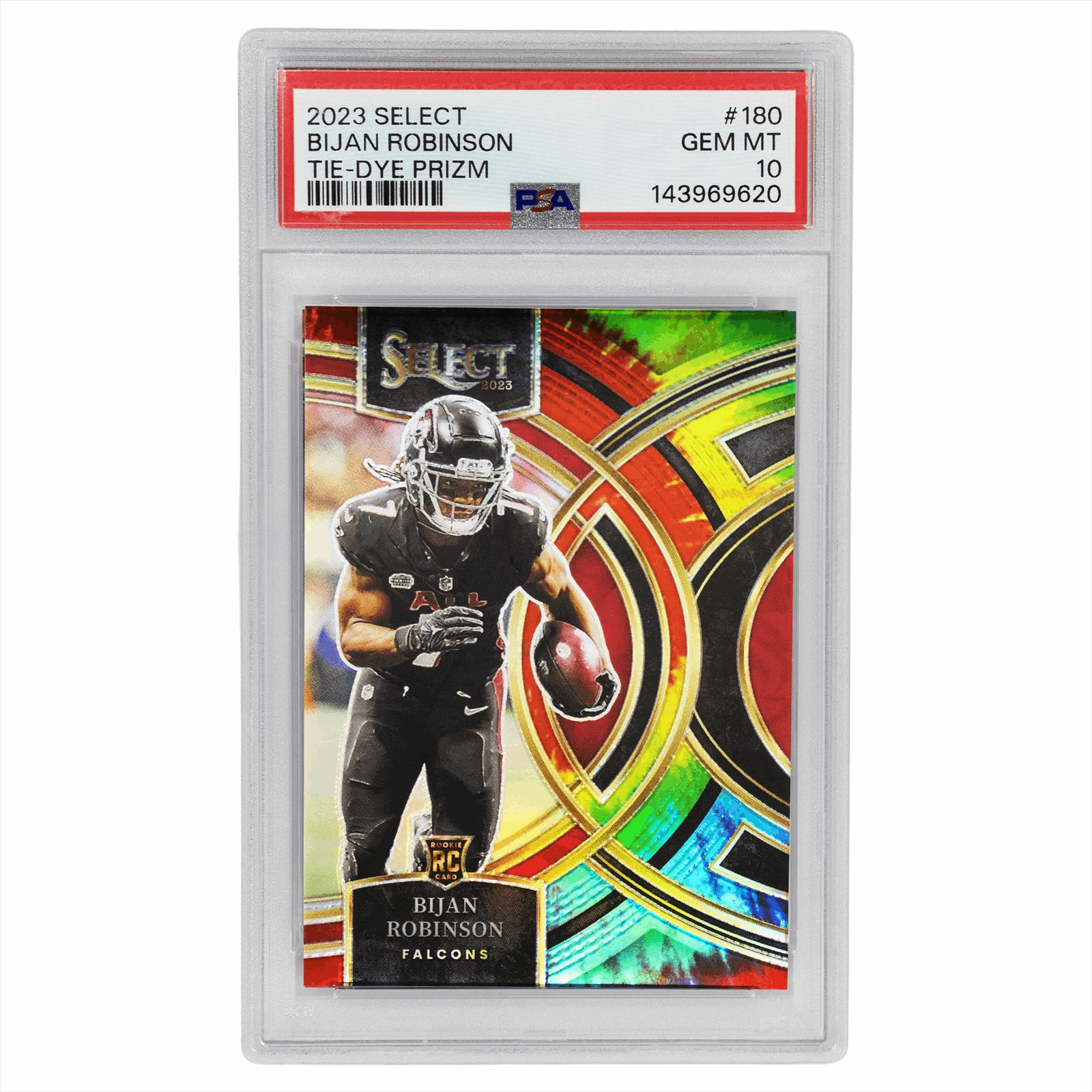 2023 Select Bijan Robinson Tie-Dye Prizm #180 PSA GEM MT 10