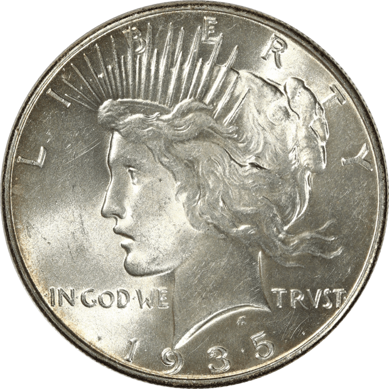 1935 Peace Silver Dollar $1, Gem Brilliant Uncirculated