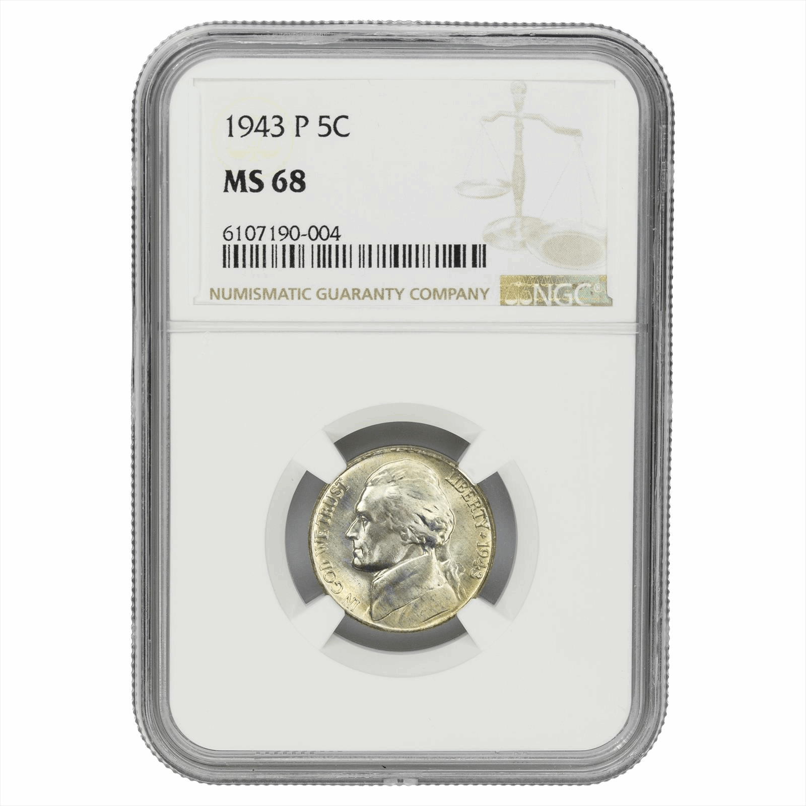 1943-P Jefferson War Nickel 5C NGC MS 68