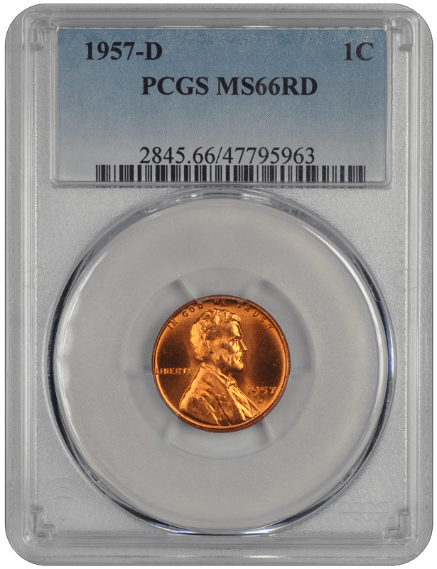 1957-D Lincoln PCGS RD 66