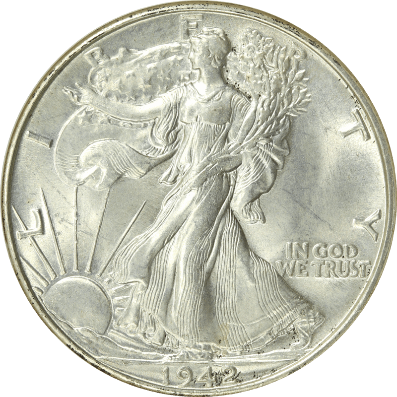 1942 Walking Liberty Half Dollar 50c, NGC MS 64 - Blast White