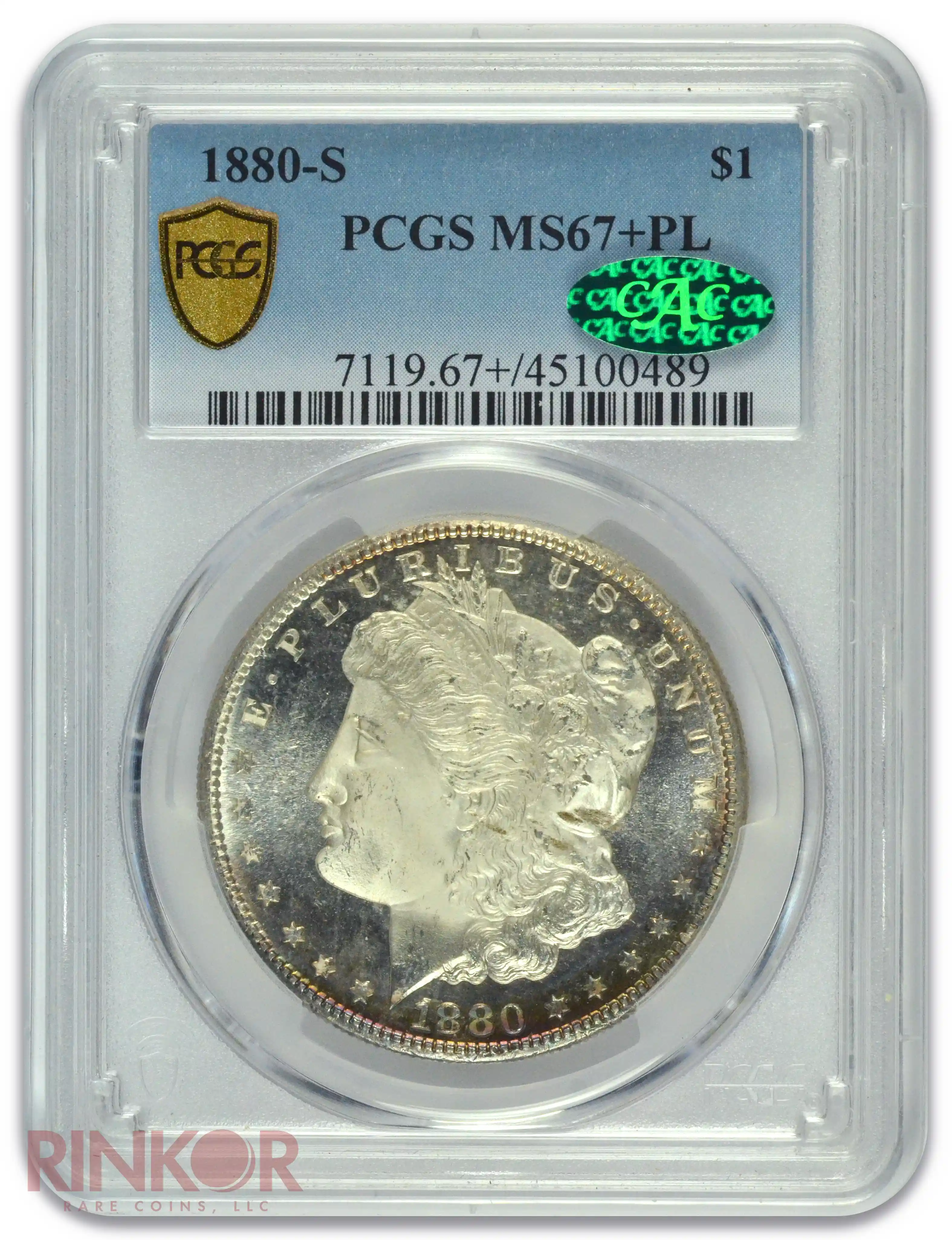 1880-S $1 PCGS MS 67+ PL CAC