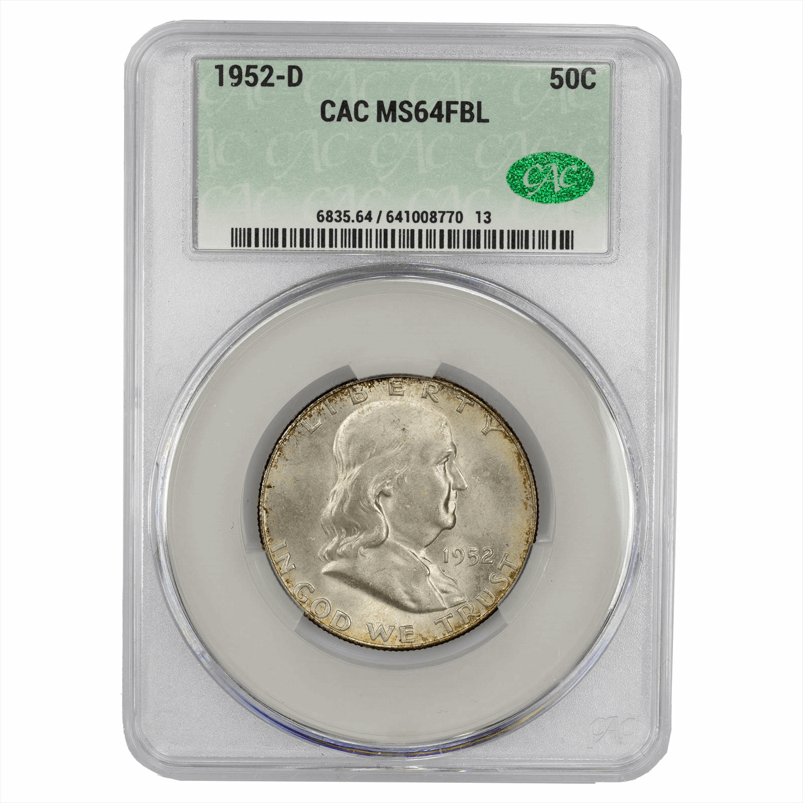 1952-D Franklin Half Dollar 50C CACG  MS 64 FBL