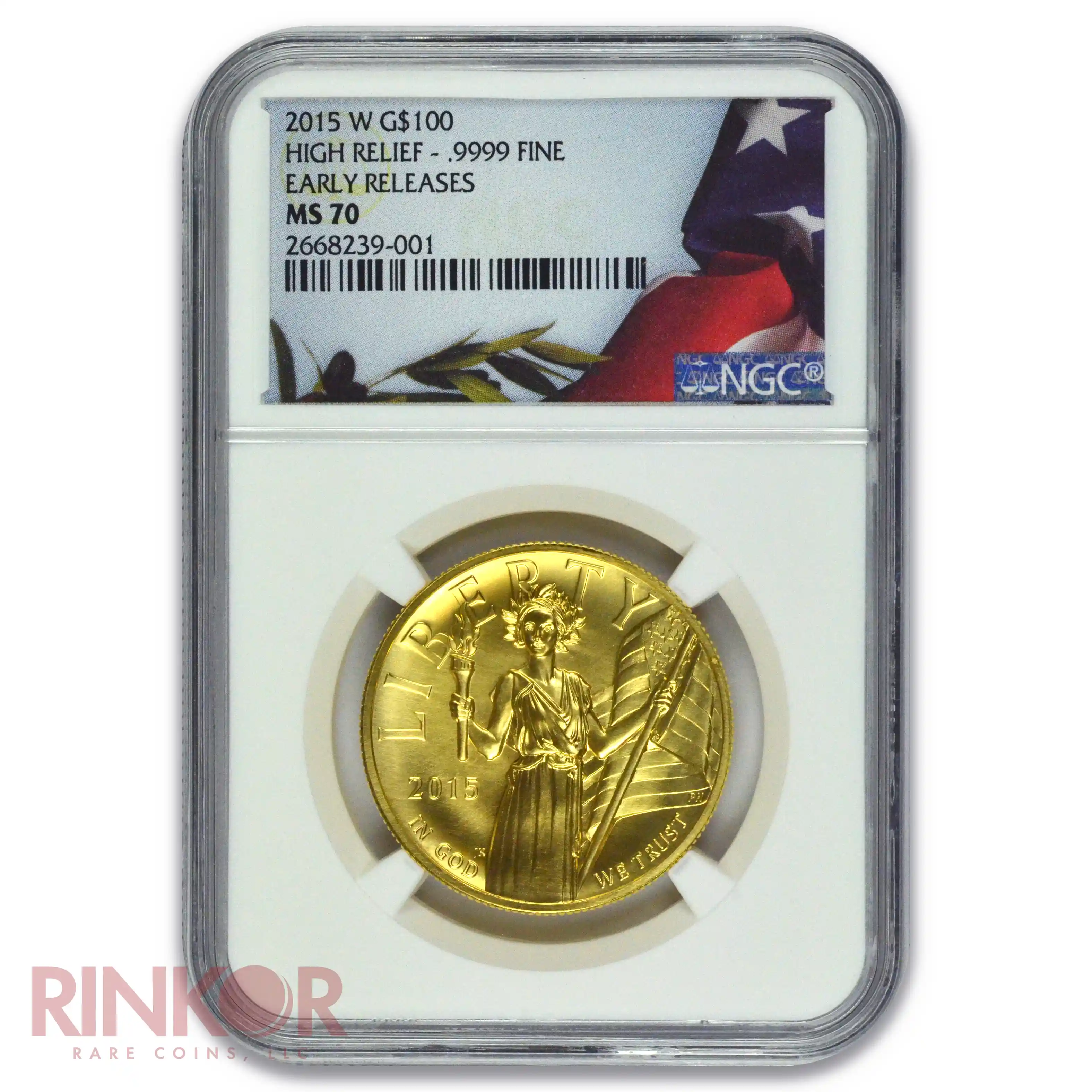 2015-W 1oz American Liberty Gold High Relief Early Releases NGC MS 70