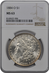 1884 O  Morgan Dollar NGC MS 63