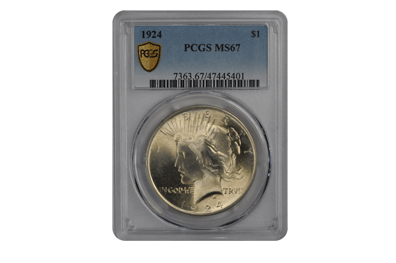 1924 $1 Peace Dollar PCGS  #3580-1 MS67