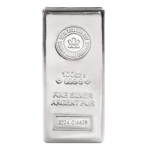 2024 100 OZ SILVER BAR ROYAL CANADIAN MINT 