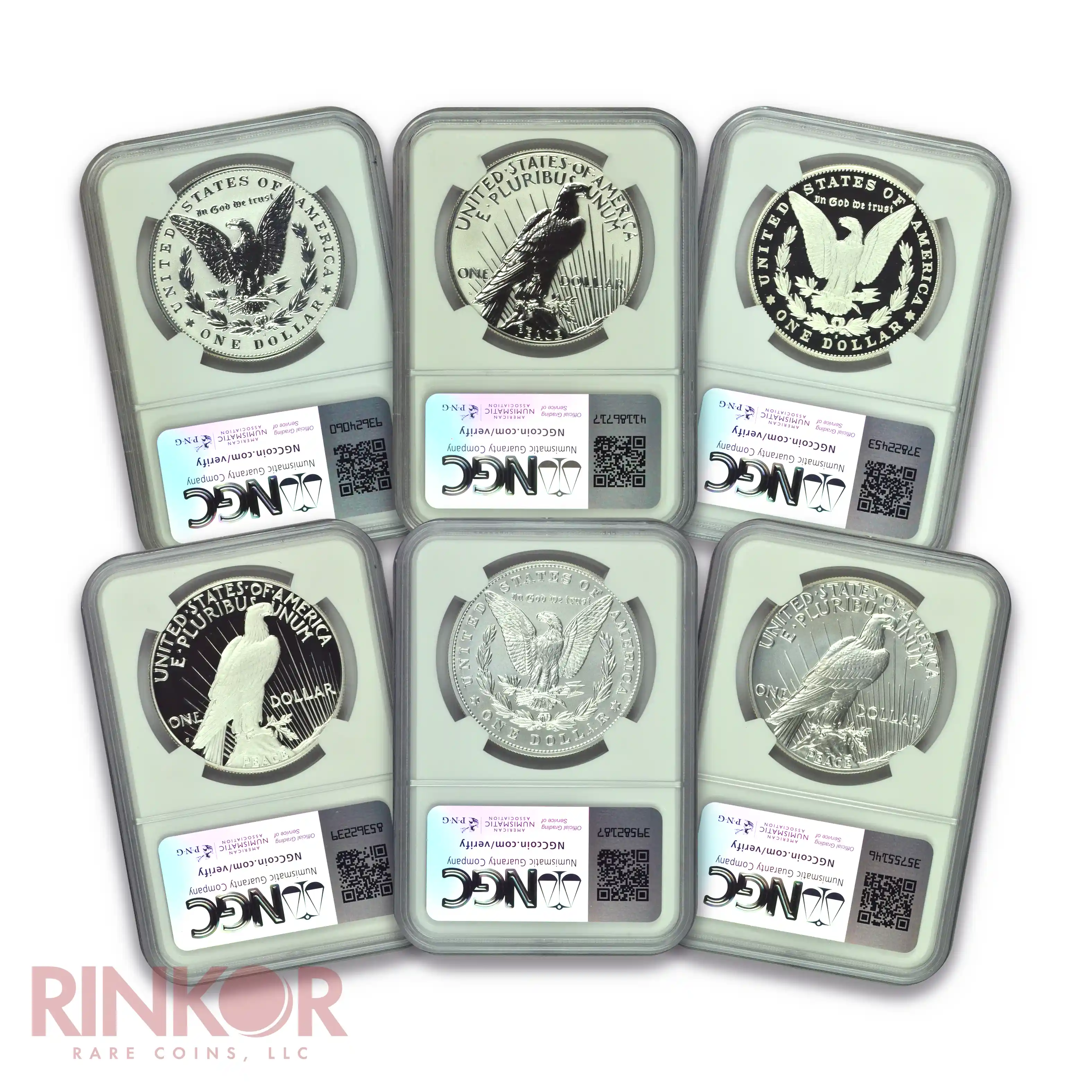 2023 Morgan and Peace Dollar 6-Coin Set First Day of Issue NGC PF 70