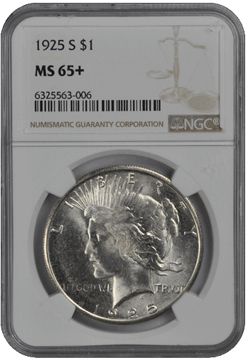 1925 S Peace Dollar S$1 NGC  #3631-1 MS65+
