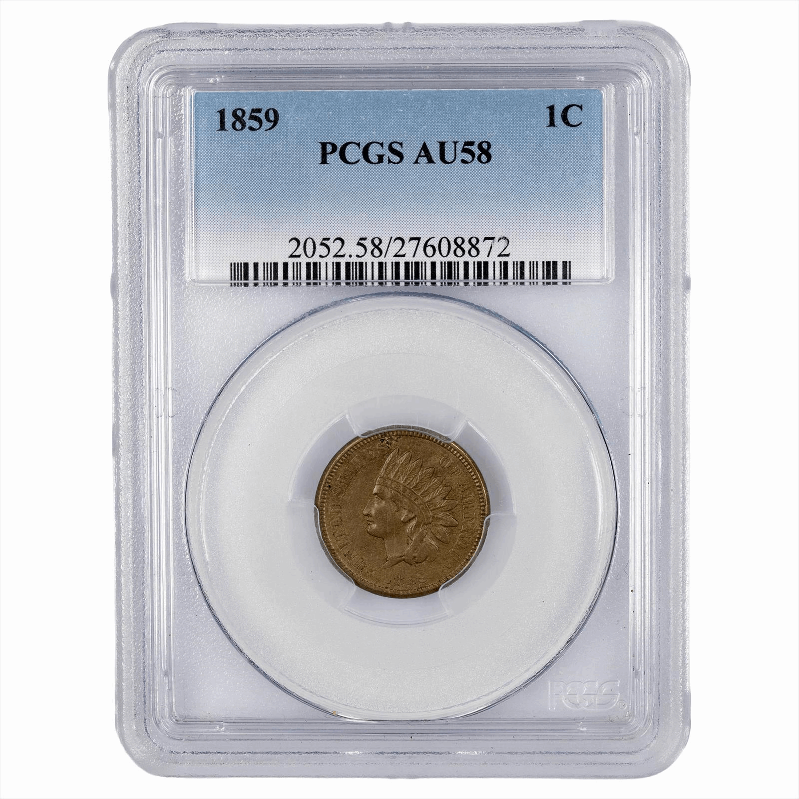 1859 Indian Head Cent 1C PCGS AU 58
