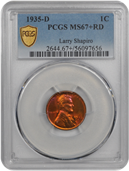 1935-D Lincoln PCGS RD 67+
