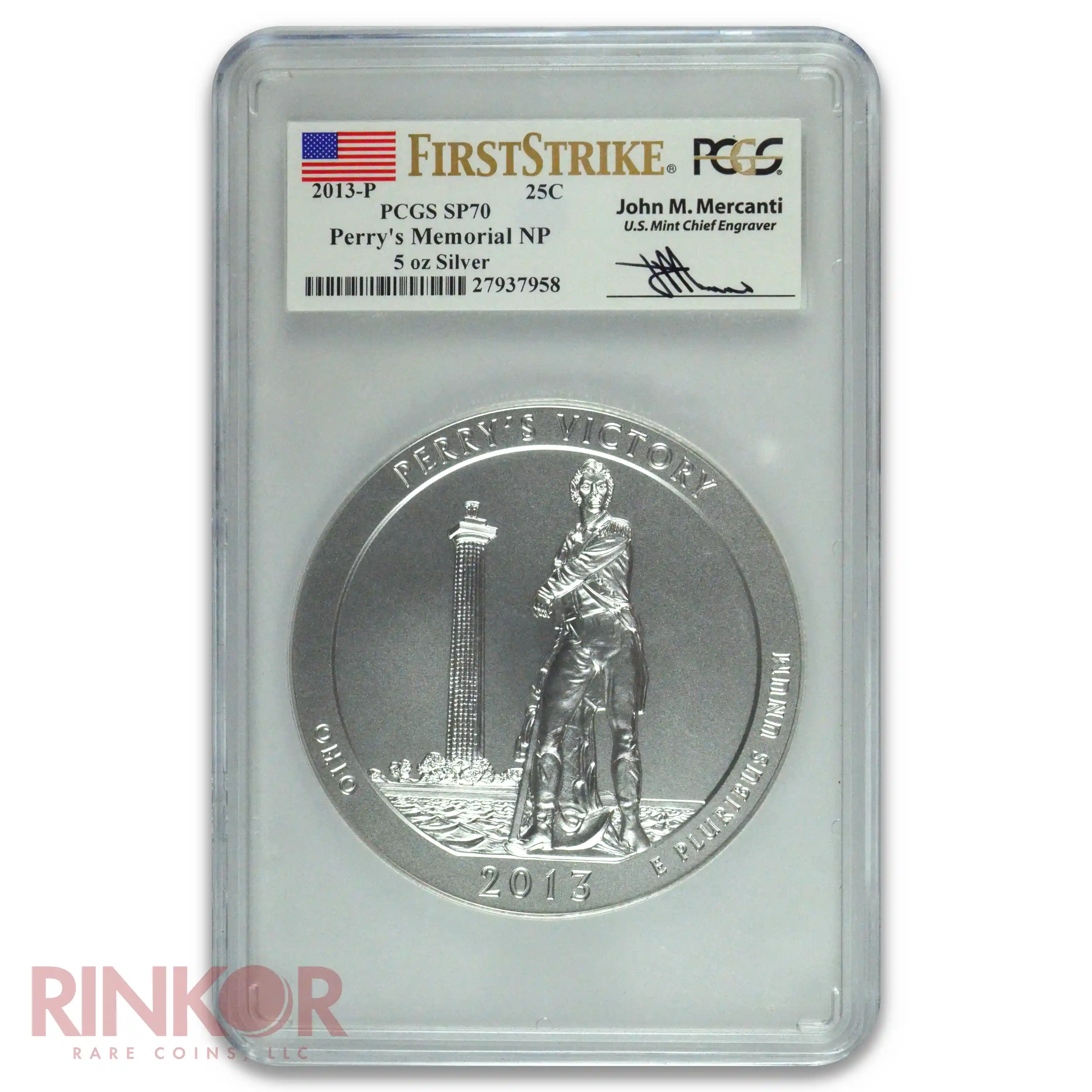 2013-P 5oz America the Beautiful Perrys Memorial First Strike PCGS SP 70