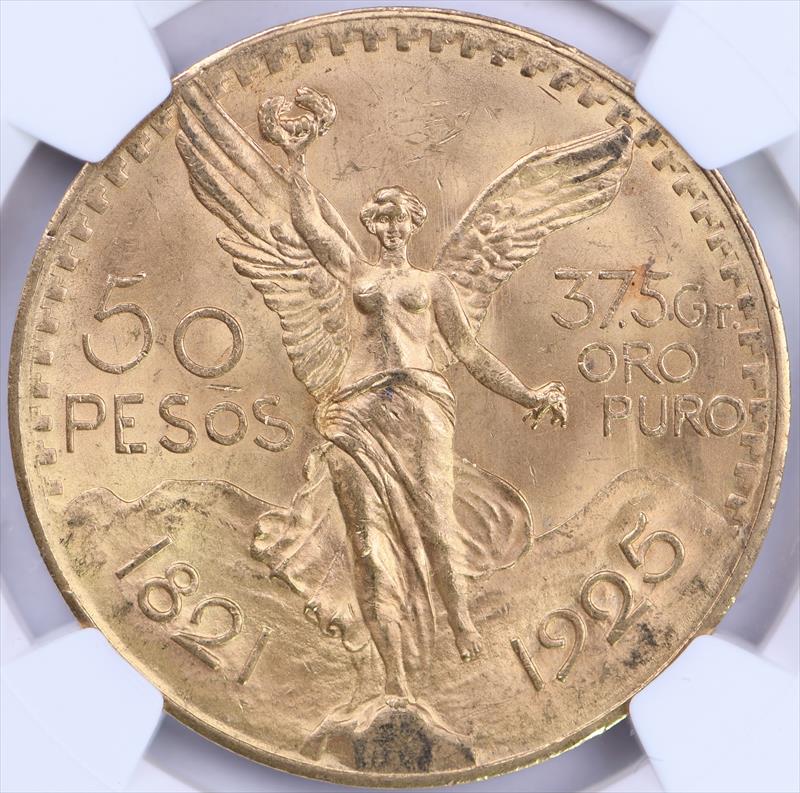 1925 Mexico 50 Pesos NGC MS63 