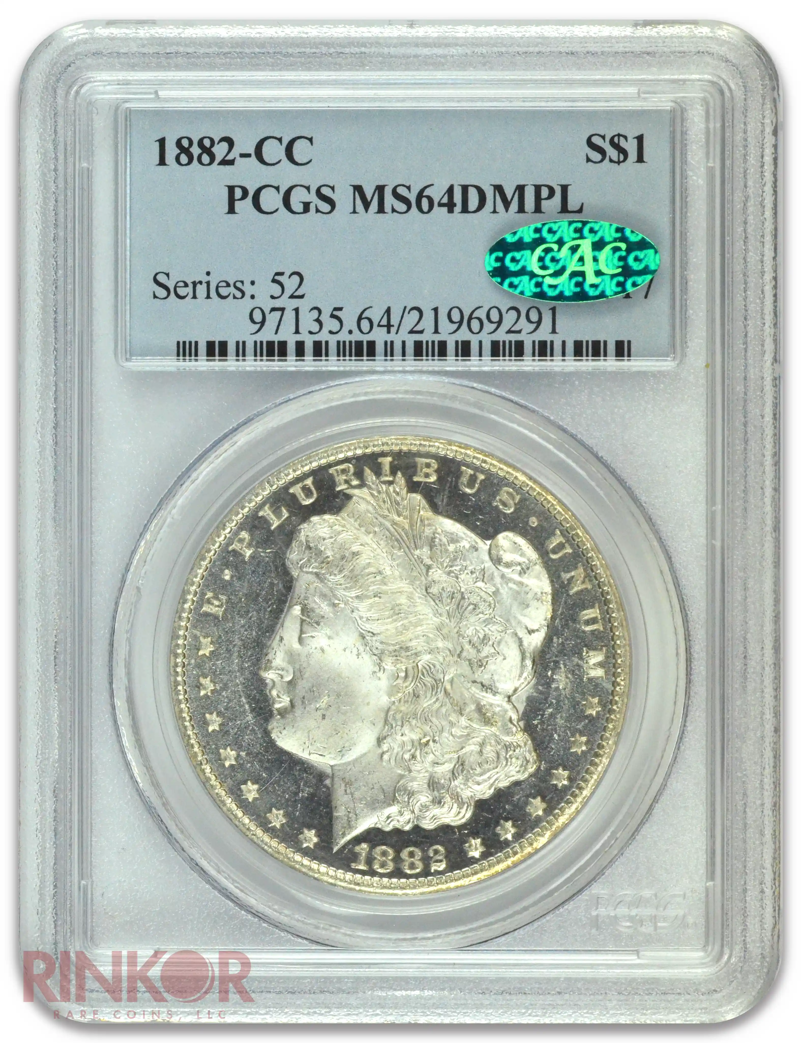 1882-CC $1 Morgan Dollar PCGS MS 64 DMPL CAC