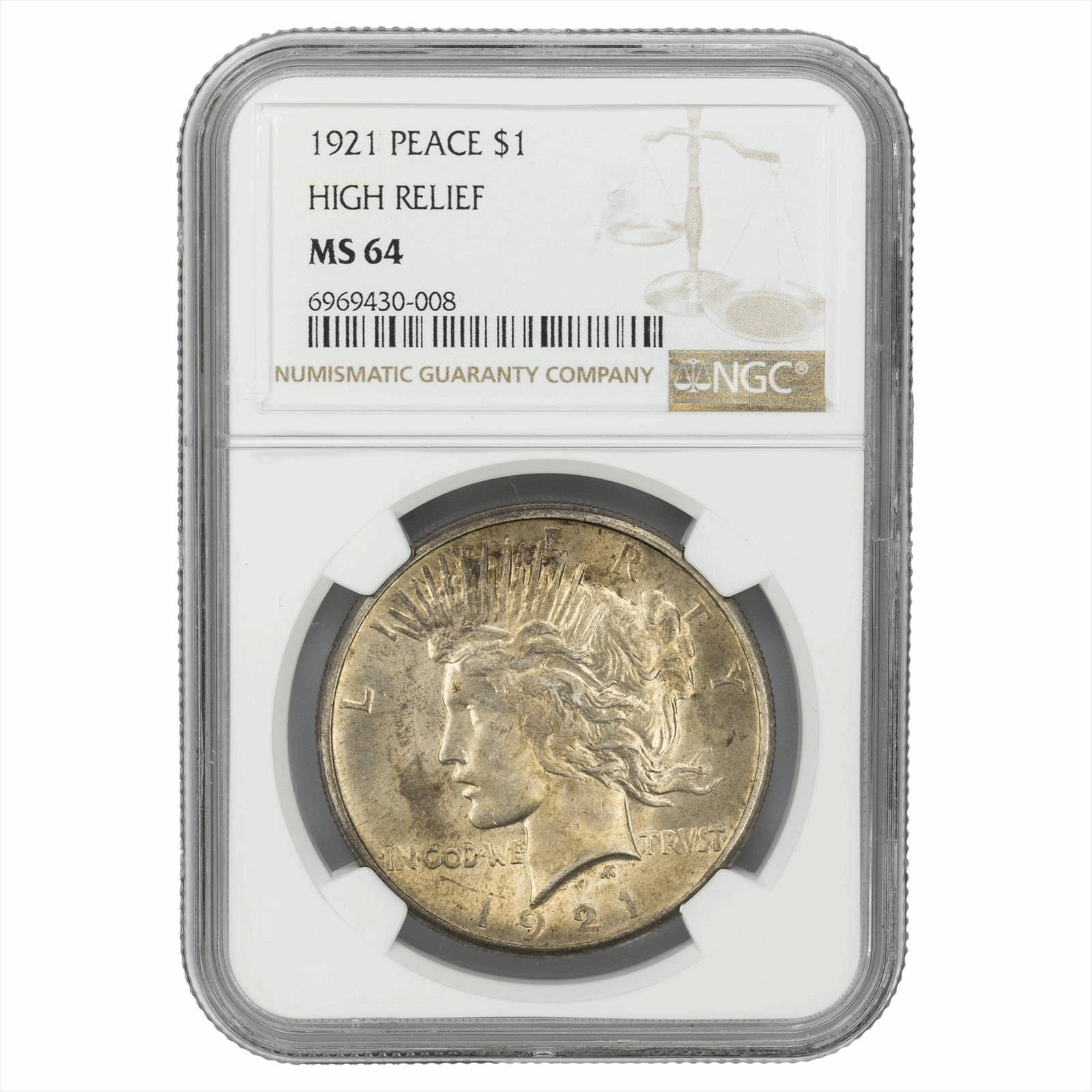 1921 Silver Peace Dollar $1 High Relief NGC MS 64