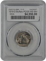 1919-D Buffalo PCGS CAC MS 64+