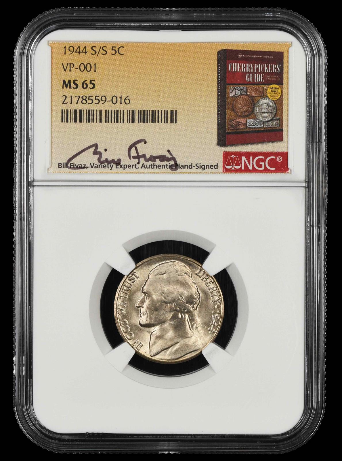 1944 S/S 5C VP-001 Bill Fivaz Signature Label NGC  MS 65