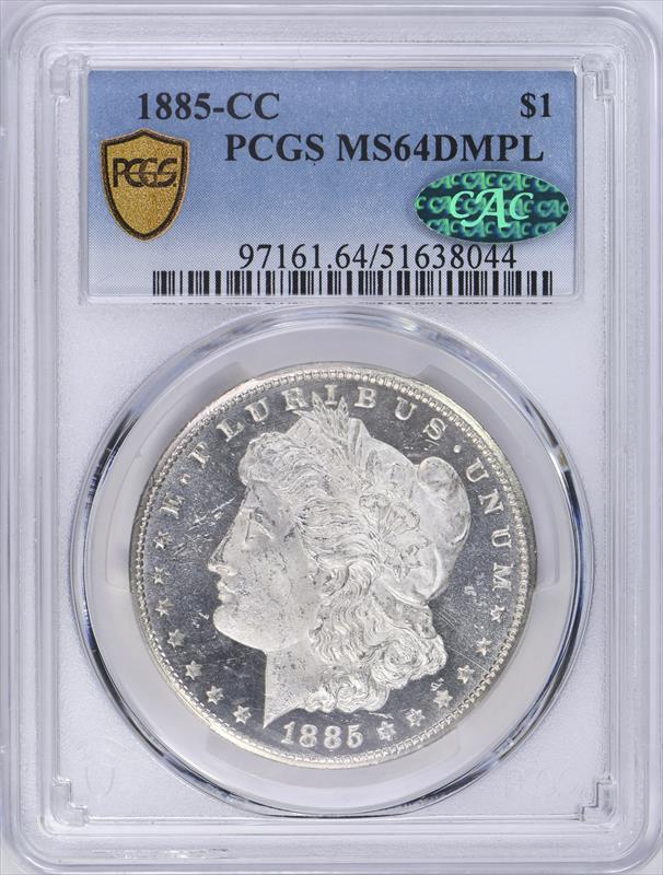 1885-CC $1 PCGS MS 64 DMPL CAC