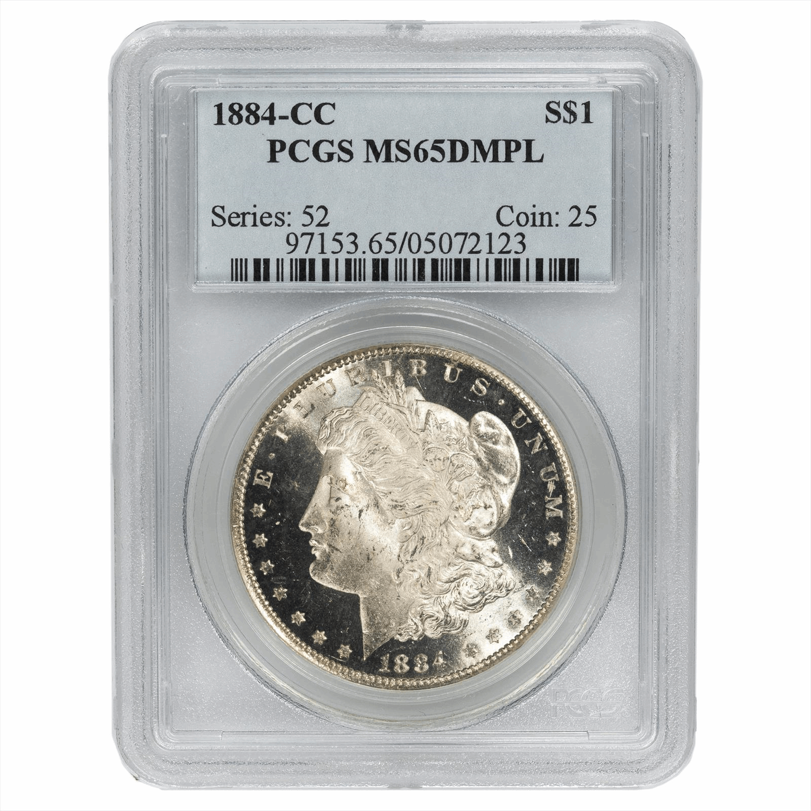 1884-CC Morgan Silver Dollar $1 PCGS MS 65 DMPL