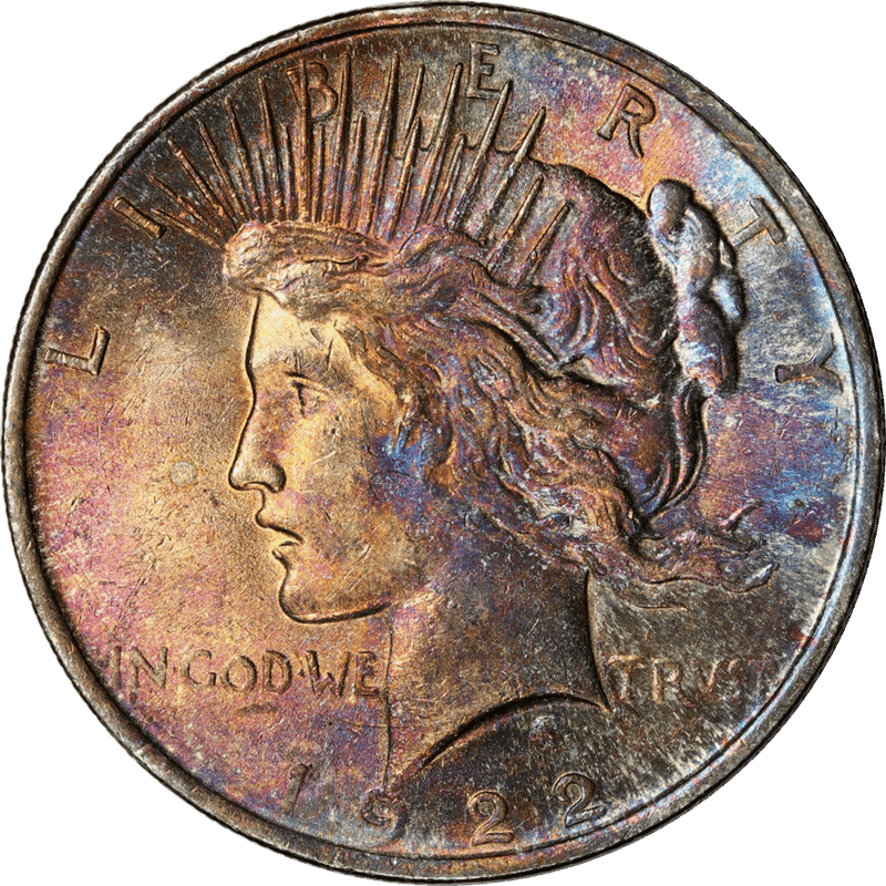 1922 Peace Silver Dollar, $1 Choice Uncirculated - Nice Color 