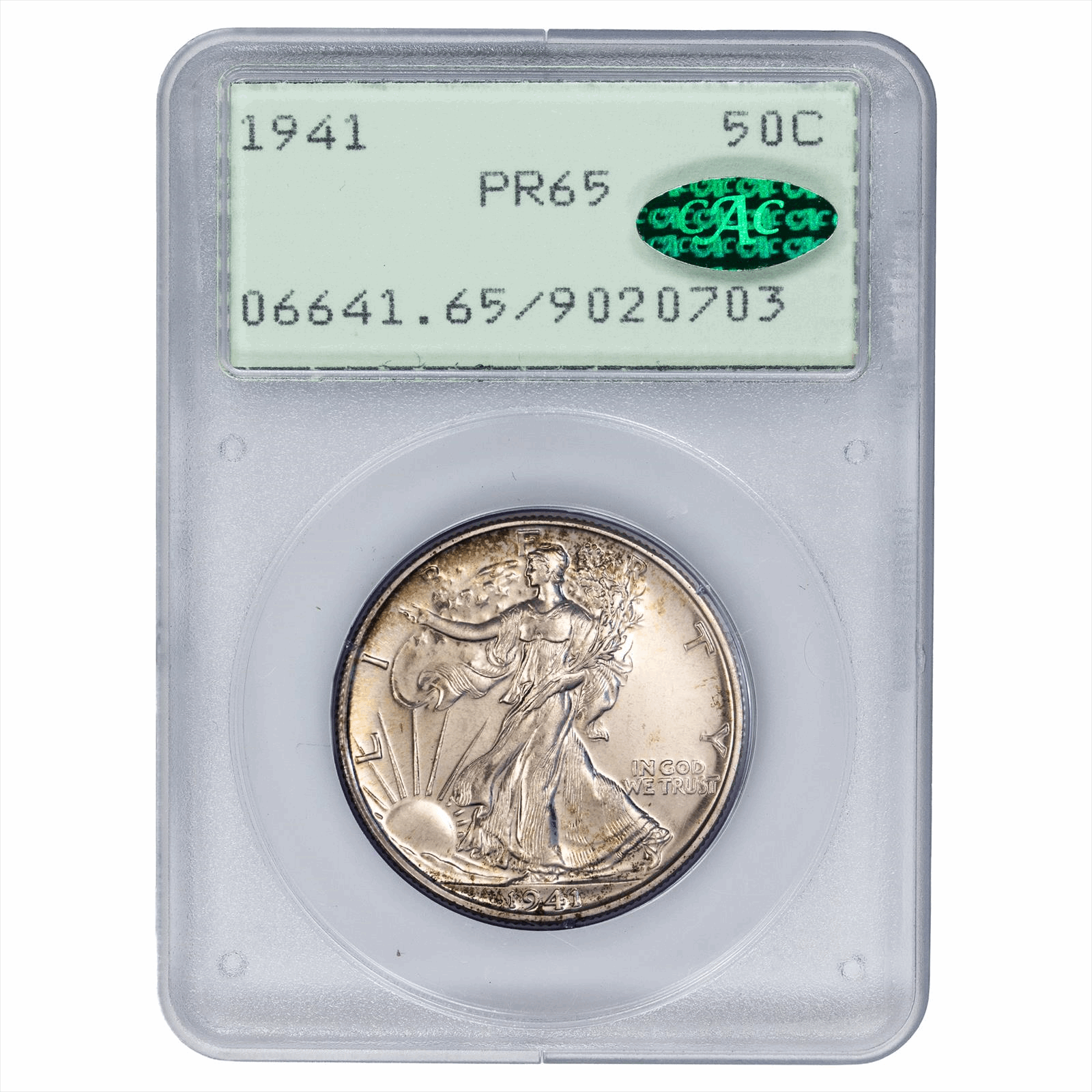 1941 Walking Liberty Half Dollar 50C OGH PCGS PR 65 CAC