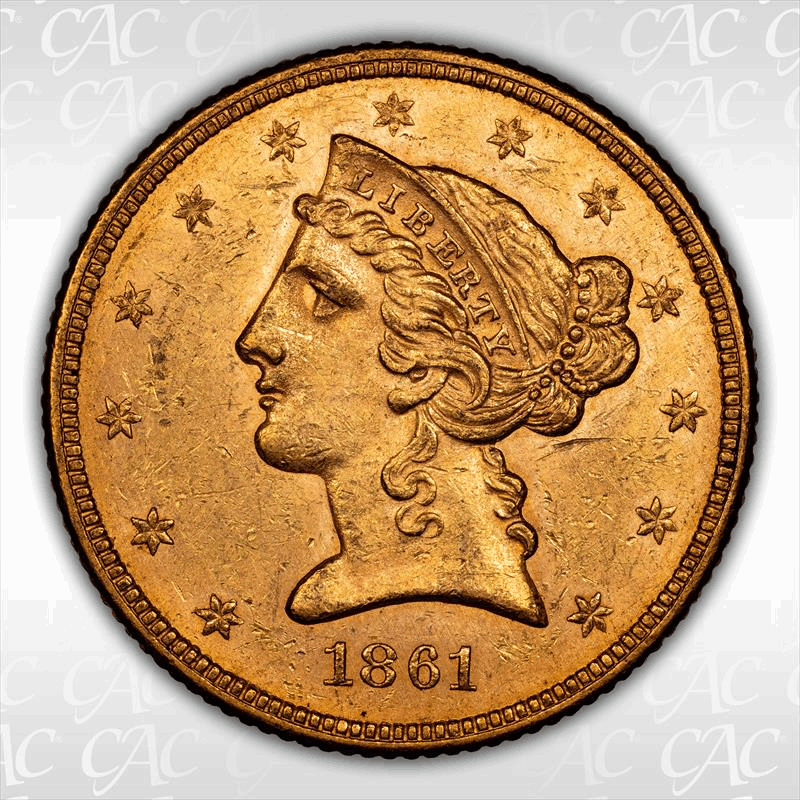 1861 $5 CACG MS 61