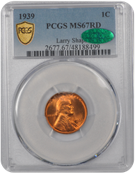 1939 Lincoln  PCGS (CAC) RD 67 